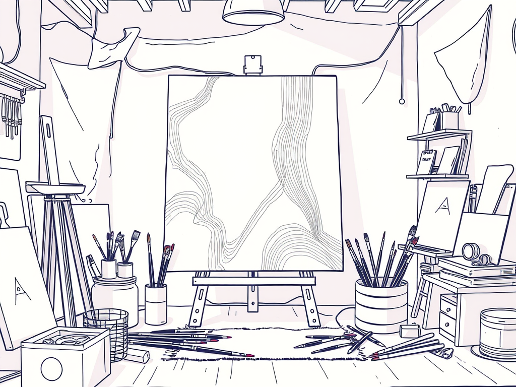 sketch of an artist studio