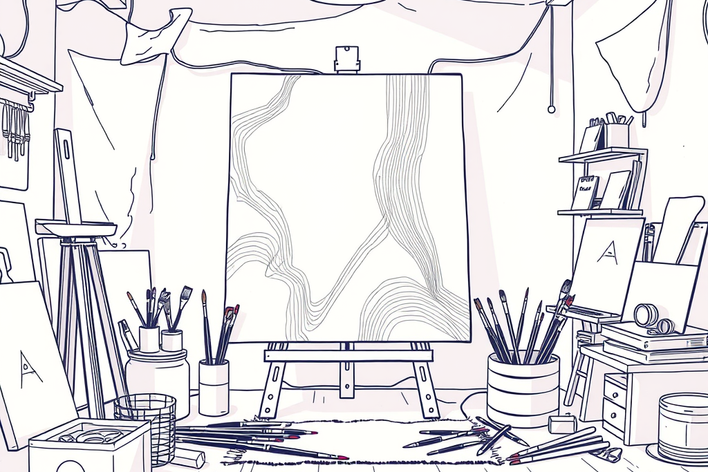 sketch of an artist studio